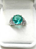 Round Emerald Green Zircon Star Open Adjustable Ring