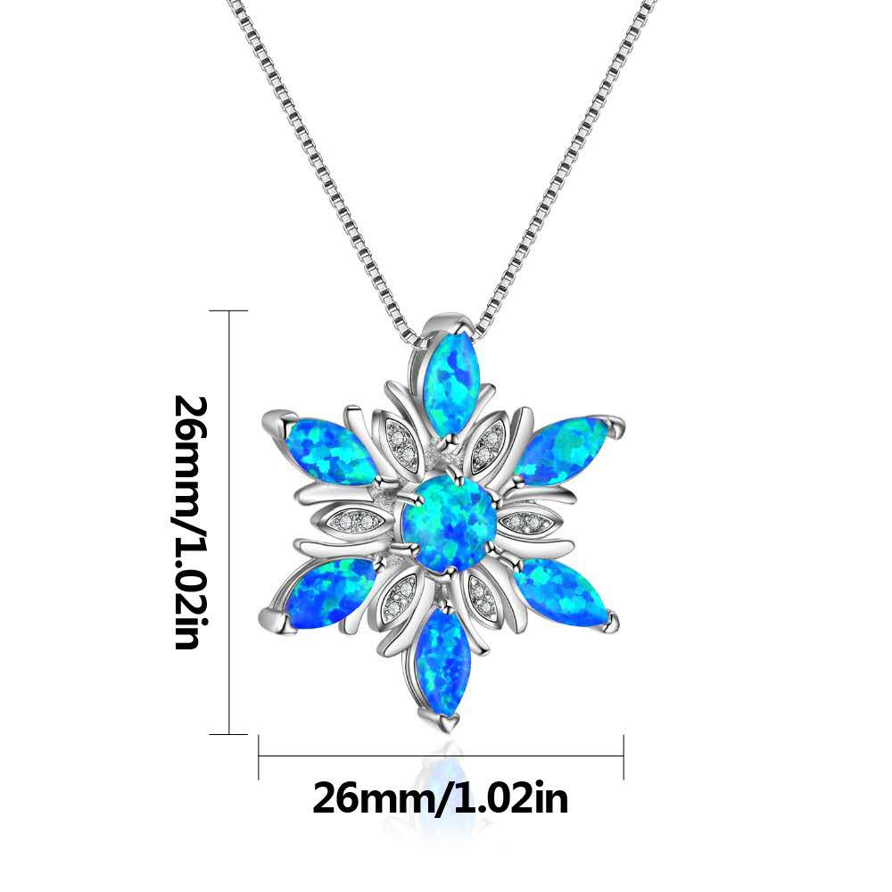 Opal Snowflake Pendant Necklace, 2 Colors, Silver Plated