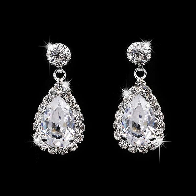 AAA+ Cubic Zirconia Bridal Jewelry Set: Necklace & Earrings, Hypoallergenic