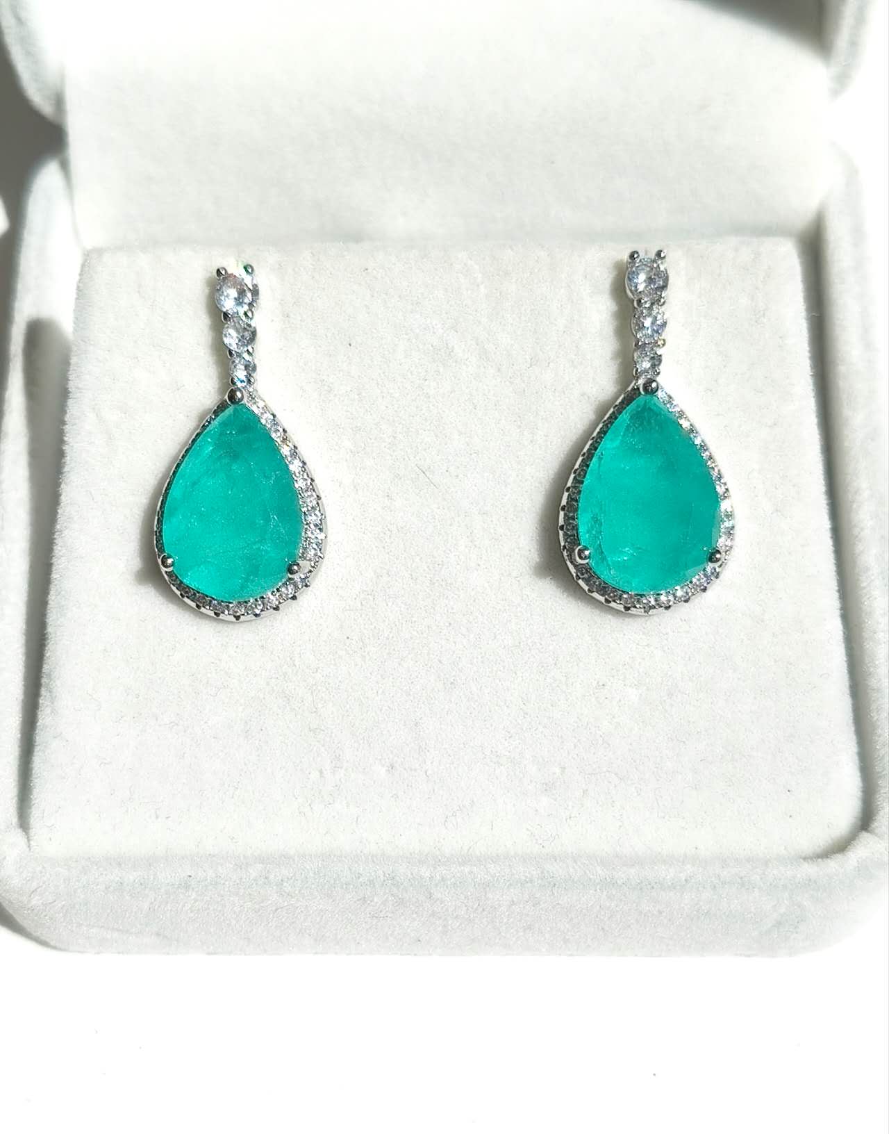 Paraiba Tourmaline Simulated Jewelry Set: Necklace & Earrings, Hypoallergenic