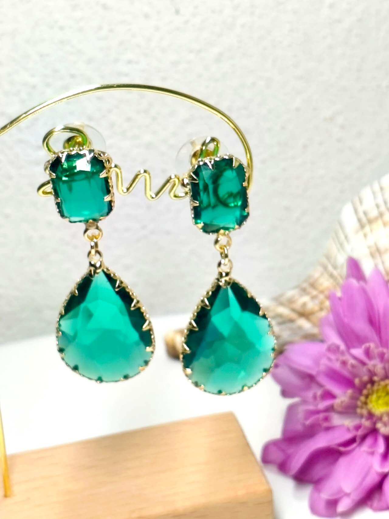 Vintage Teardrop Zircon Drop Earrings, Gold Plated Hypoallergenic Dangle Jewelry