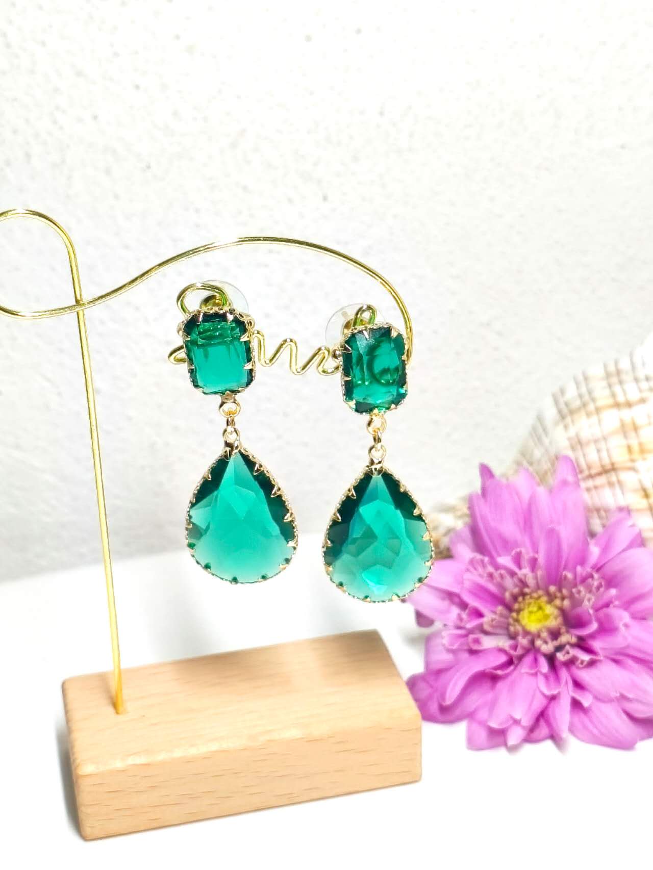 Vintage Teardrop Zircon Drop Earrings, Gold Plated Hypoallergenic Dangle Jewelry