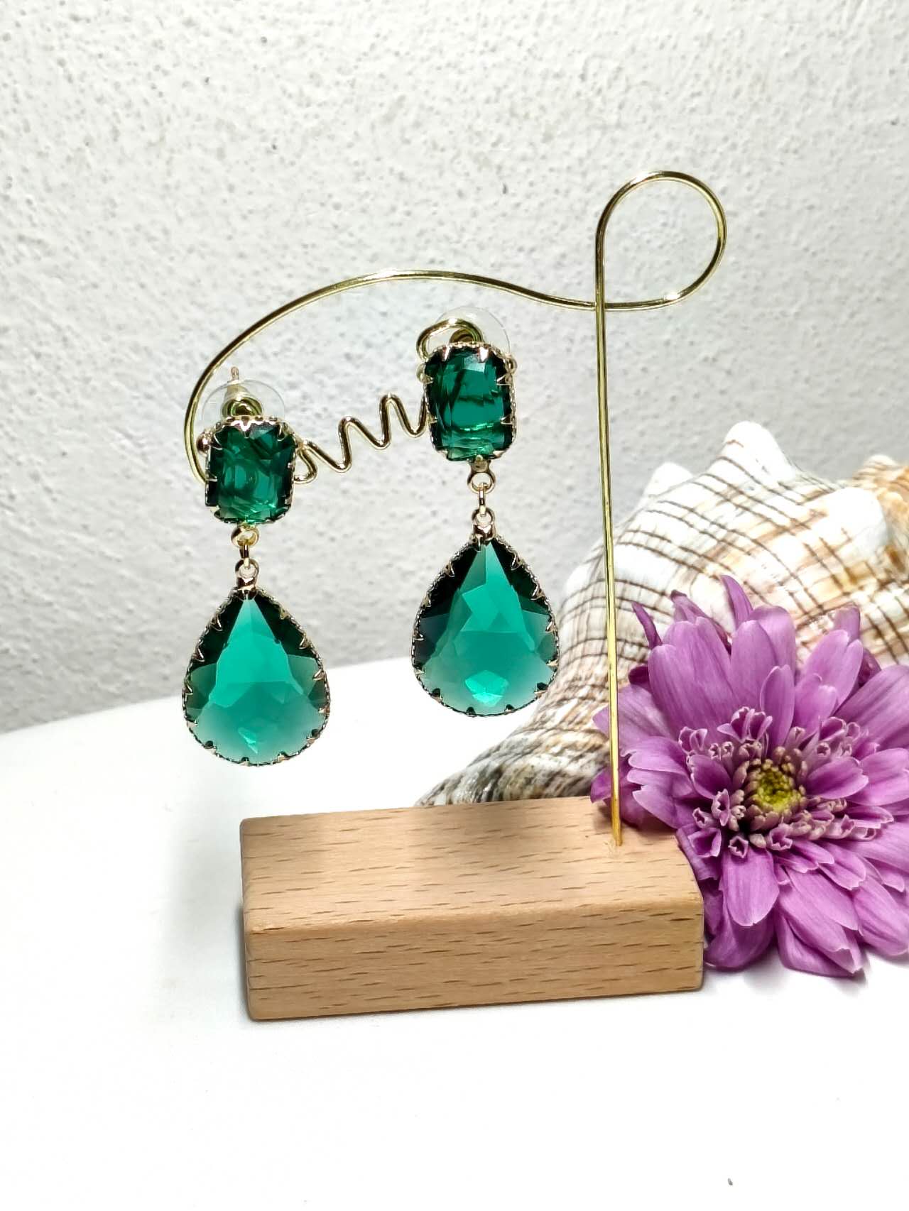 Vintage Teardrop Zircon Drop Earrings, Gold Plated Hypoallergenic Dangle Jewelry