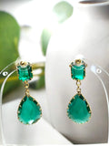 Vintage Teardrop Zircon Drop Earrings, Gold Plated Hypoallergenic Dangle Jewelry