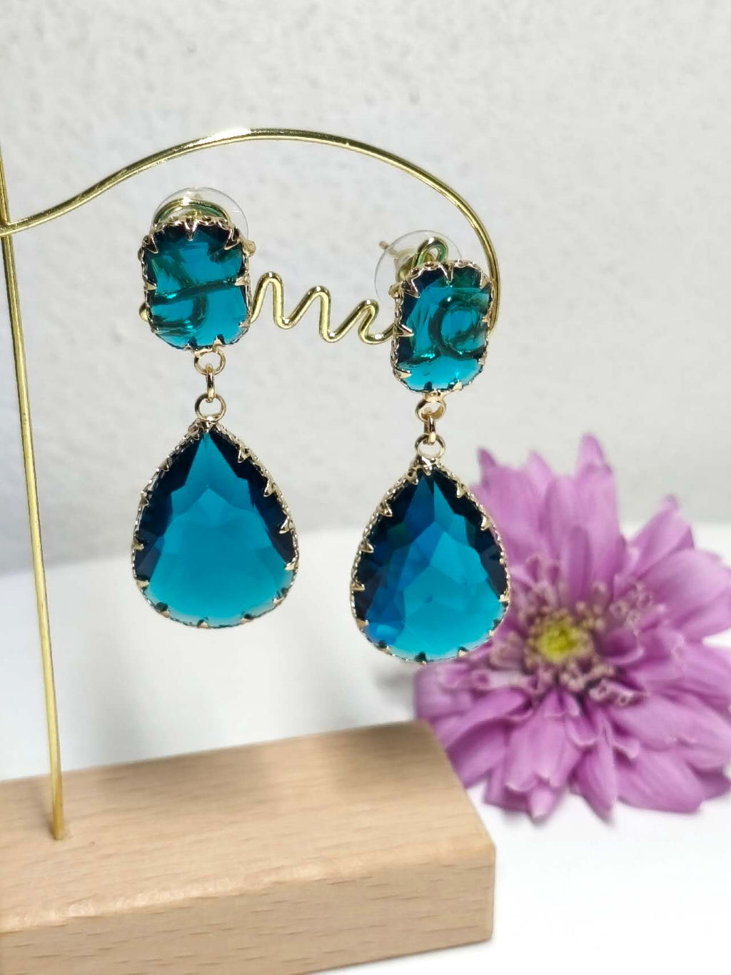 Vintage Teardrop Zircon Drop Earrings, Gold Plated Hypoallergenic Dangle Jewelry