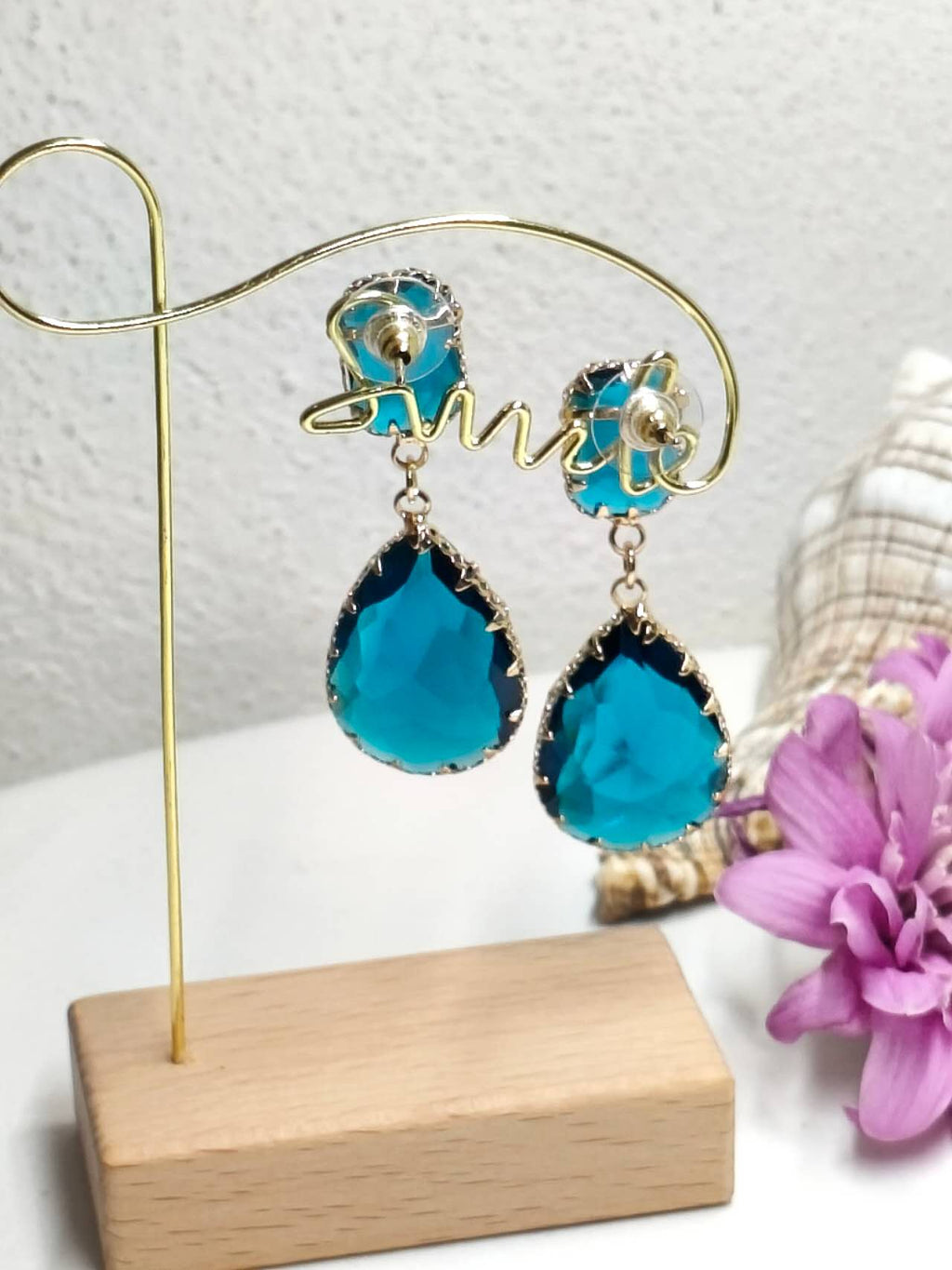 Vintage Teardrop Zircon Drop Earrings, Gold Plated Hypoallergenic Dangle Jewelry
