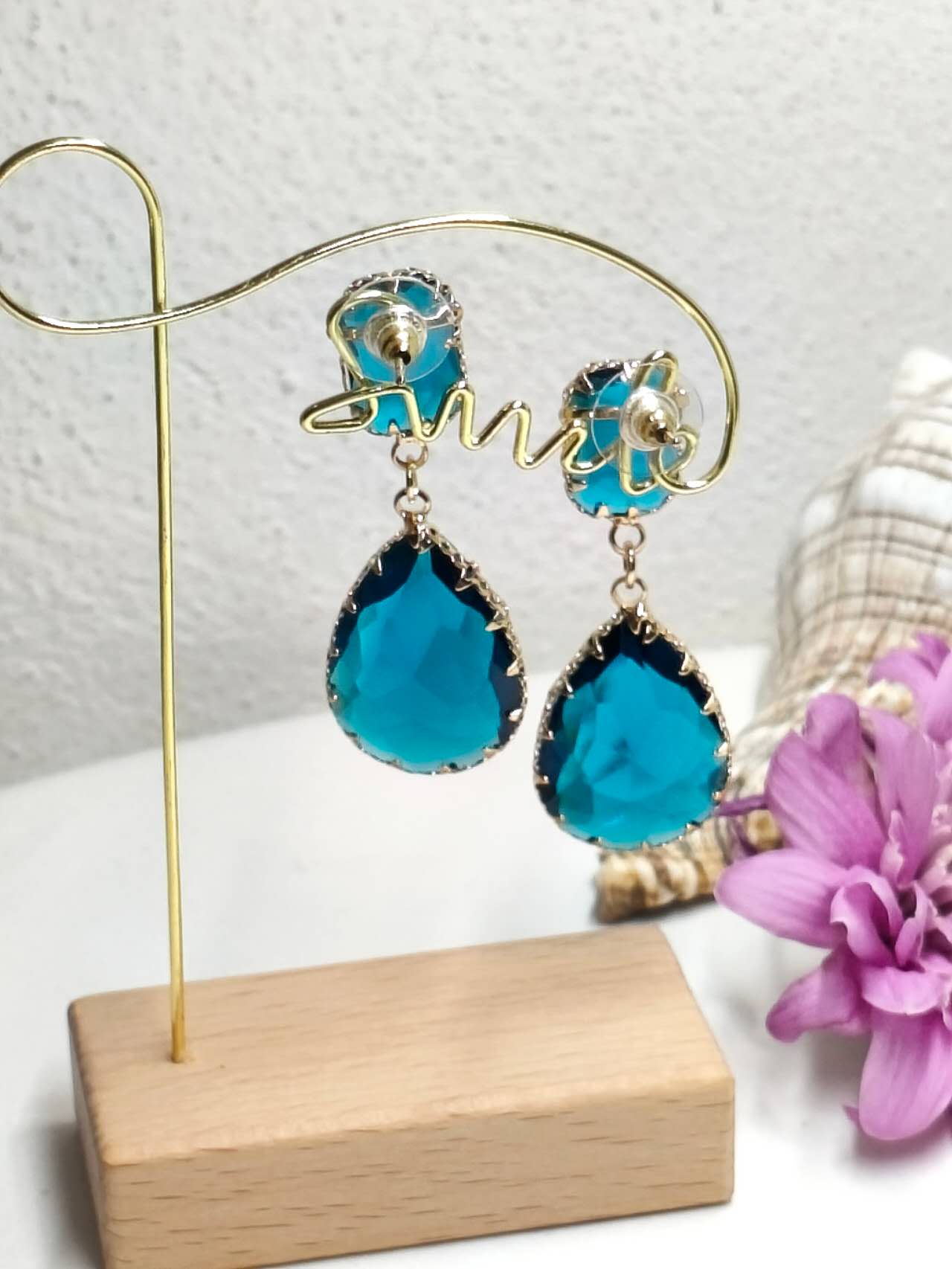 Vintage Teardrop Zircon Drop Earrings, Gold Plated Hypoallergenic Dangle Jewelry