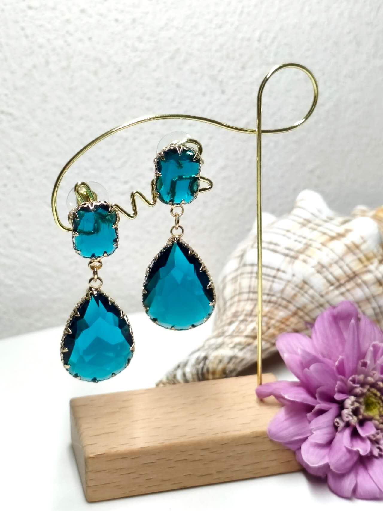 Vintage Teardrop Zircon Drop Earrings, Gold Plated Hypoallergenic Dangle Jewelry