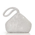 Full Rhinestone Bucket Wrist Clutch, Silver Crystal Evening Handbag for Wedding & Cocktail Party