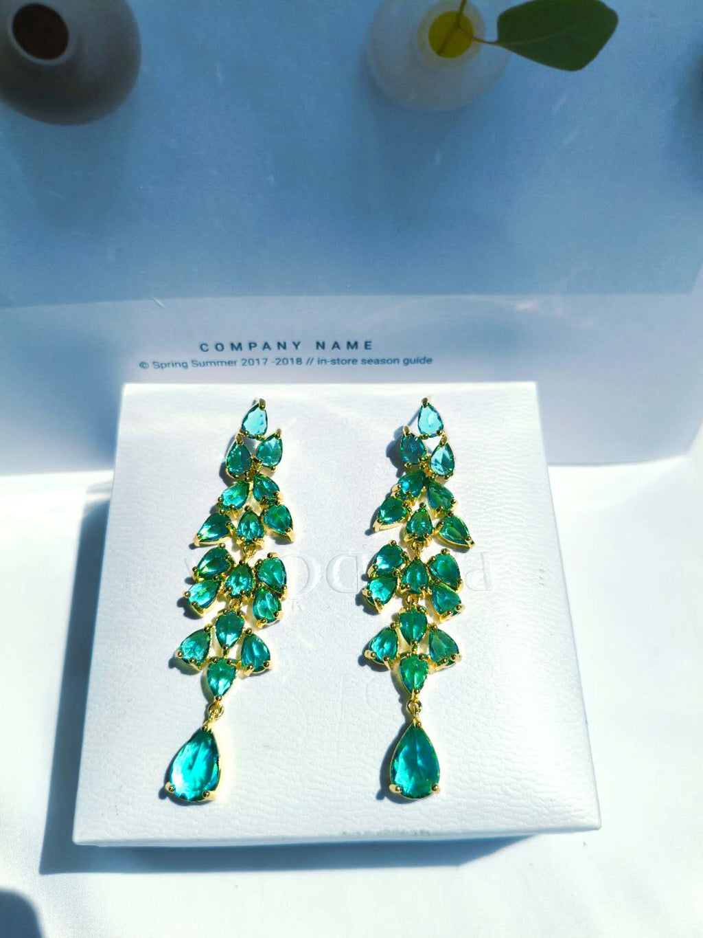 Gradient Green Zircon Wheat Tassel Drop Earrings, Gold Plated Hypoallergenic Evening Wedding Dangle Earrings