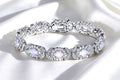 Pulsera de tenis de ópalo de plata de ley 925, pulsera de eslabones florales con halo de circonita cúbica