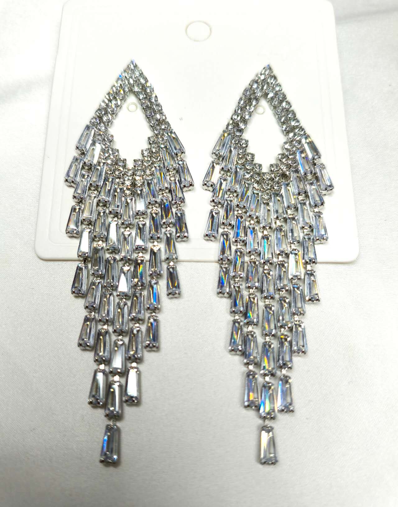 Luxury Teardrop Zircon Tassel Dangle Earrings Hypoallergenic Crystal Fringe Drop