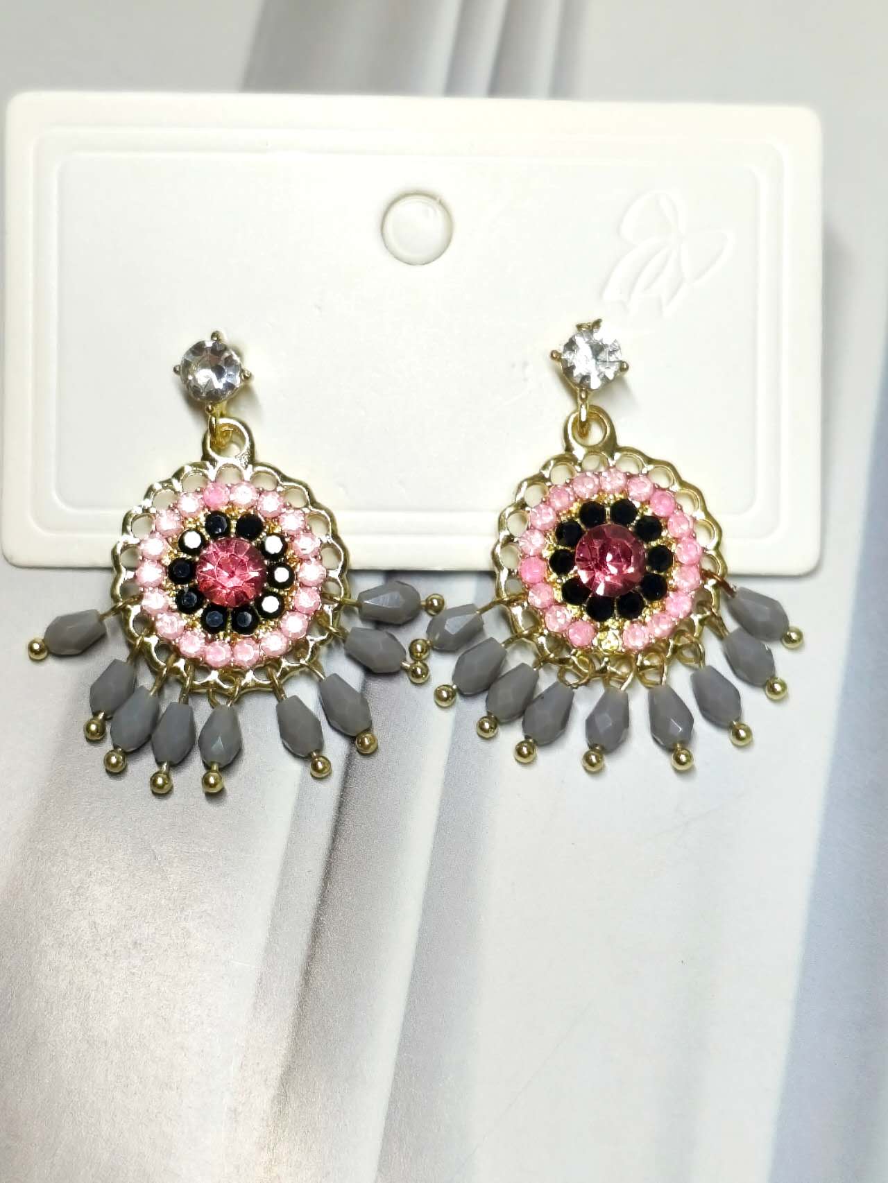Bohemian Crystal Tassel Drop Earrings Multicolor Rhinestone Gold Plated Ethnic Dangle Earrings