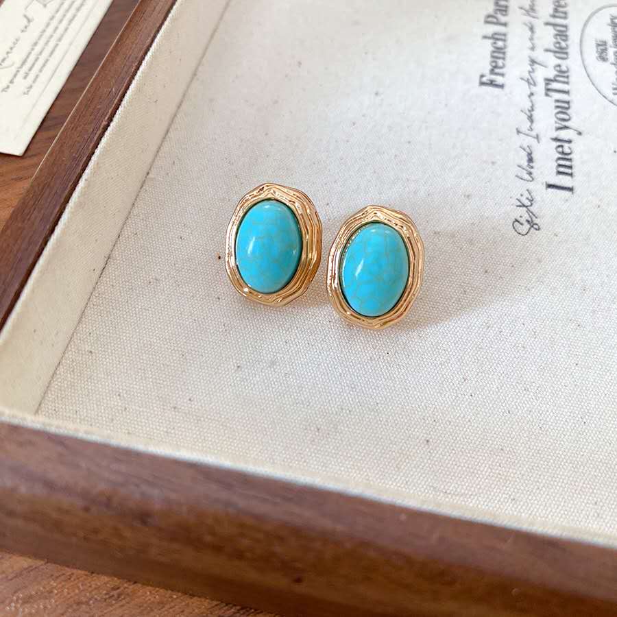Set of 2 Vintage-Style Multi-Strand Natural Turquoise Stone Bead Sets with earrings and necklace only