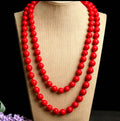 126cm Long Two Strand 10mm Natural Turquoise Round Bead Necklace Women Boho Beach Layering Jewelry