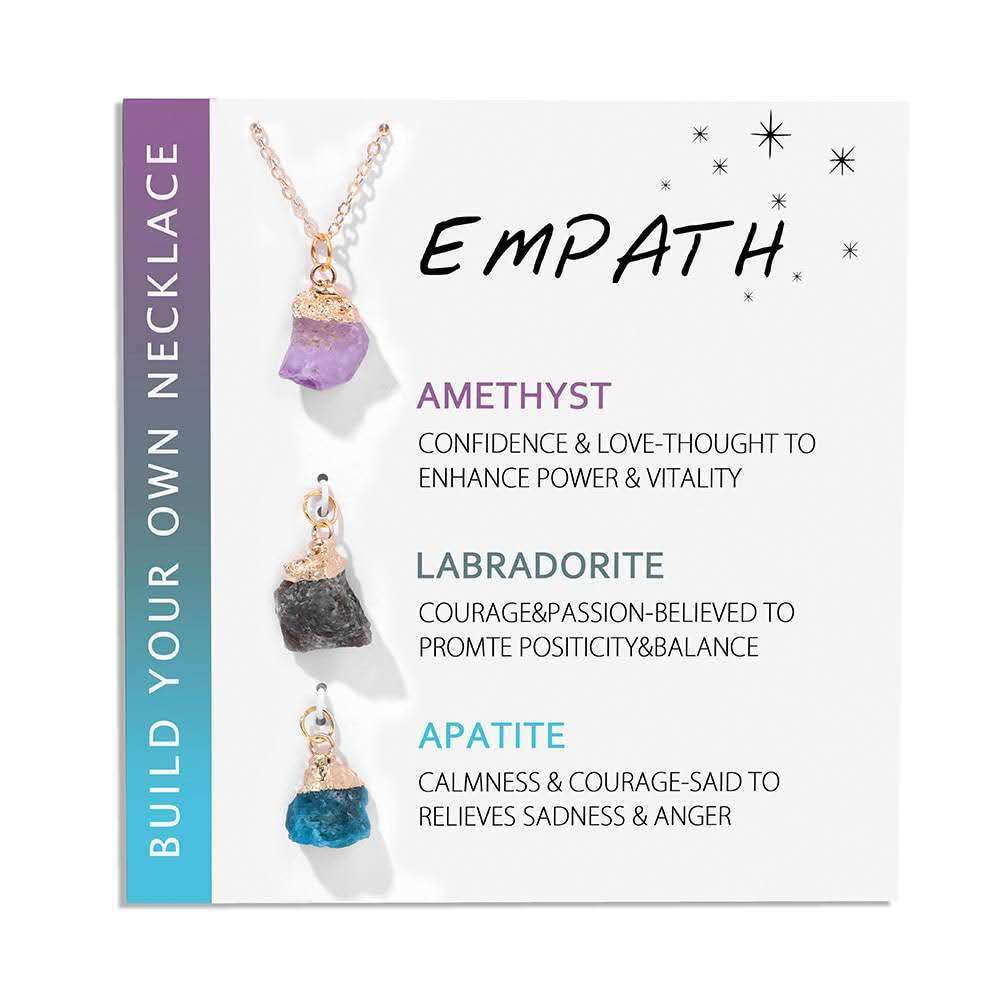 Raw Crystal Stone Pendant Necklace 3 Sets Friendship Empath Good Fortune Healing Natural Gemstone Gold Chain Jewelry