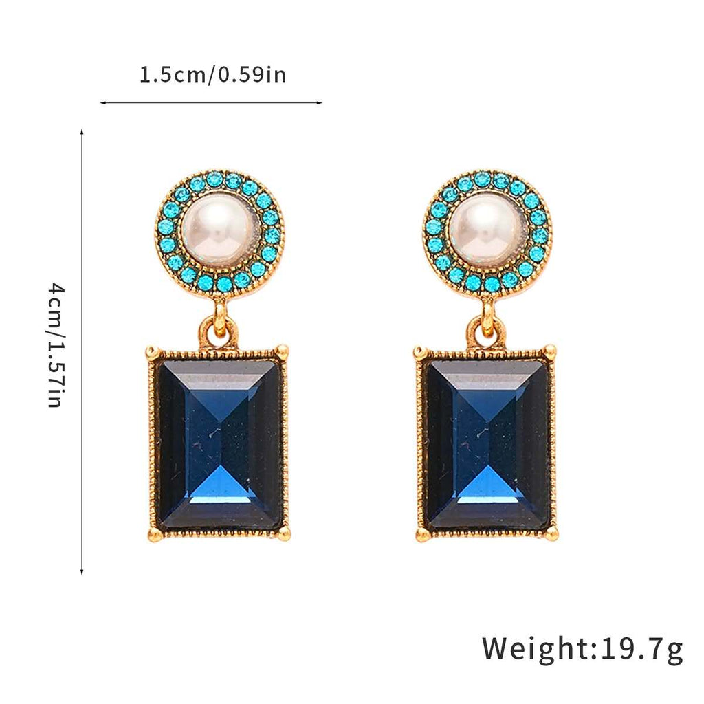 Vintage blue stone and  Pearl Jewelry Set – Necklace & Drop Earrings