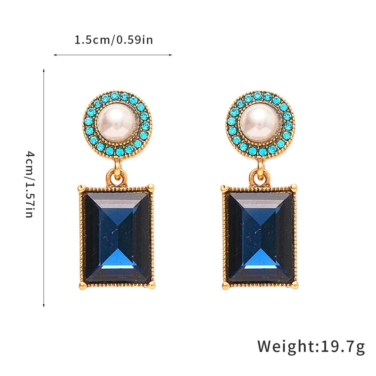 Vintage blue stone and  Pearl Jewelry Set – Necklace & Drop Earrings