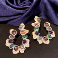 Colorful Multicolor Cubic Zirconia C Shape Hoop Earrings 925 Silver Pin Gold Plated Hypoallergenic Women Party Jewelry