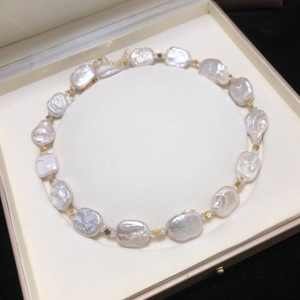 Necklace of natural baroque pearls