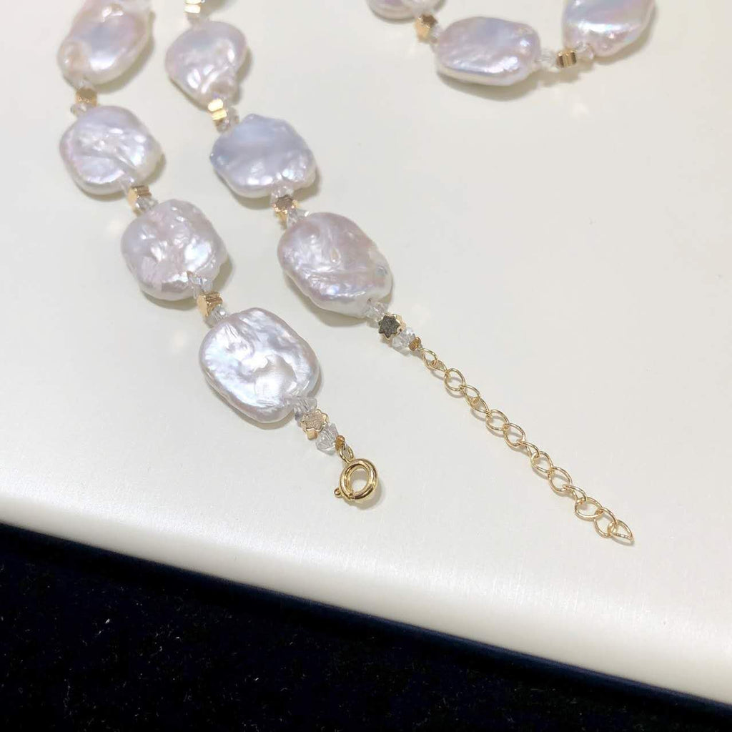Necklace of natural baroque pearls