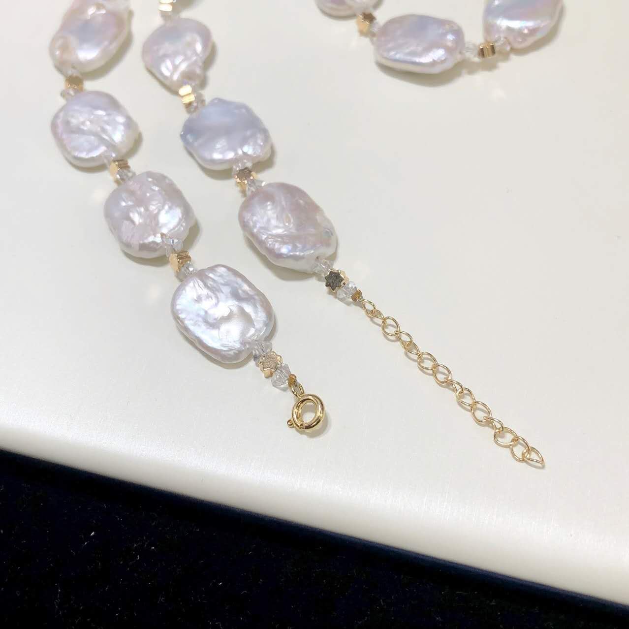 Necklace of natural baroque pearls