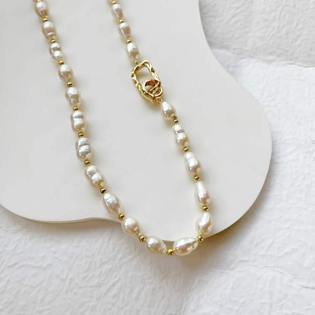 Necklace of natural freshwater irregular peals