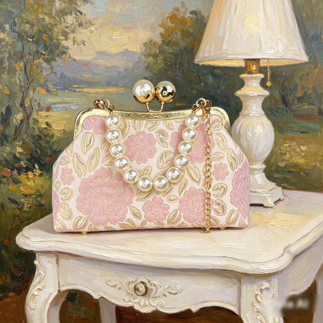 Handcrafted clutch embroidered with floral motifs