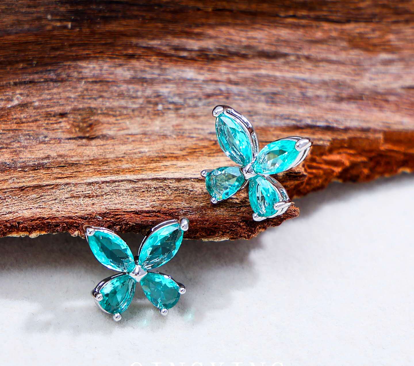 Silver Stainless Steel AAA Cubic Zirconia Butterfly Jewelry Set Necklace Stud Earrings Women Gift