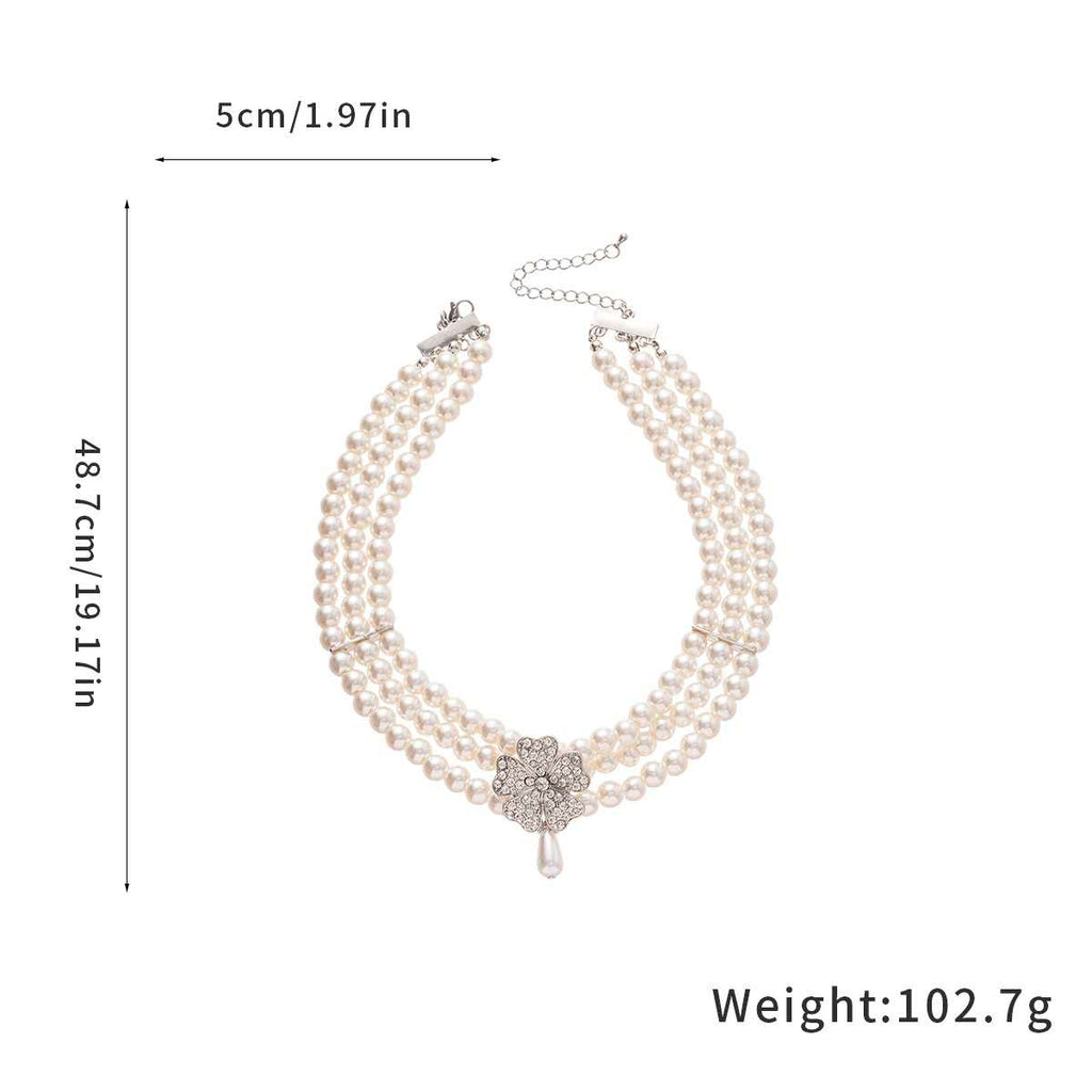Vintage SET of Multi-Pearl and Floral Rhinestone Teardrop 2PCS