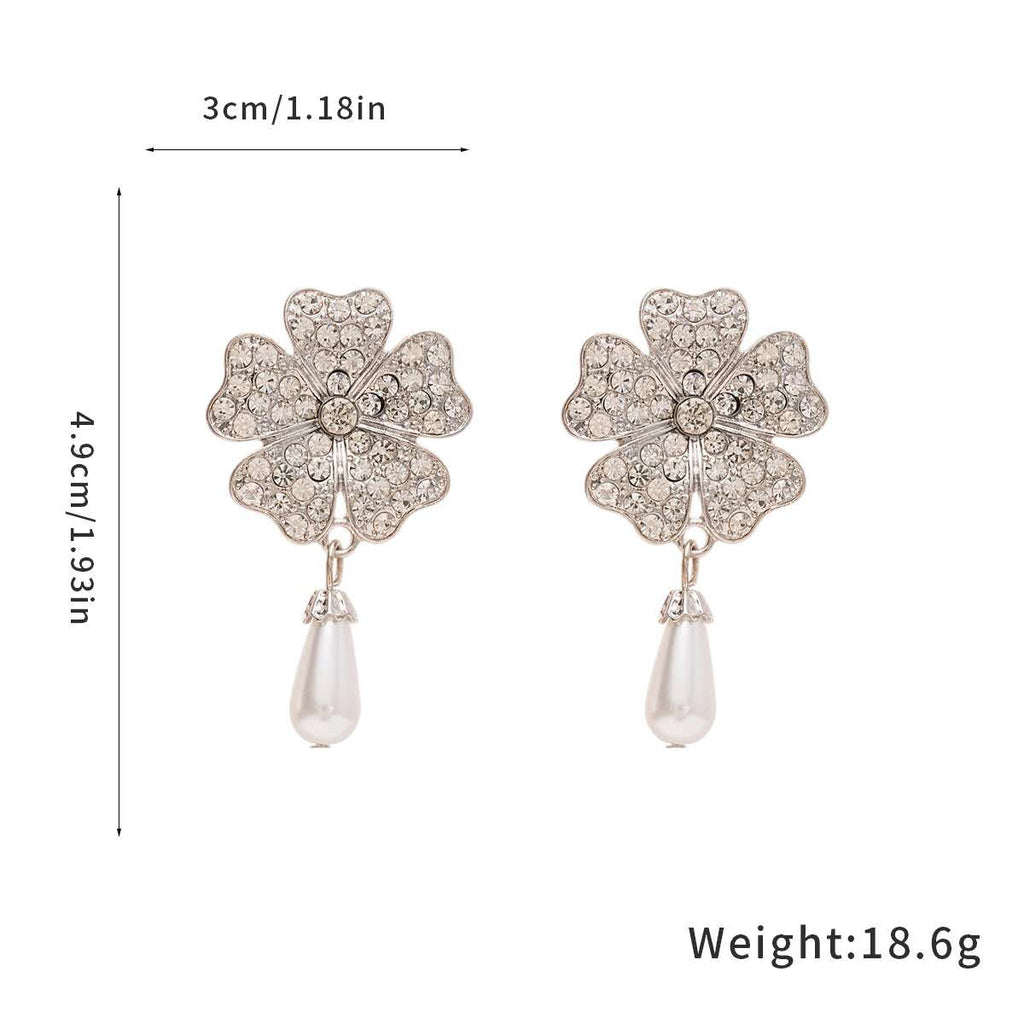 Vintage SET of Multi-Pearl and Floral Rhinestone Teardrop 2PCS