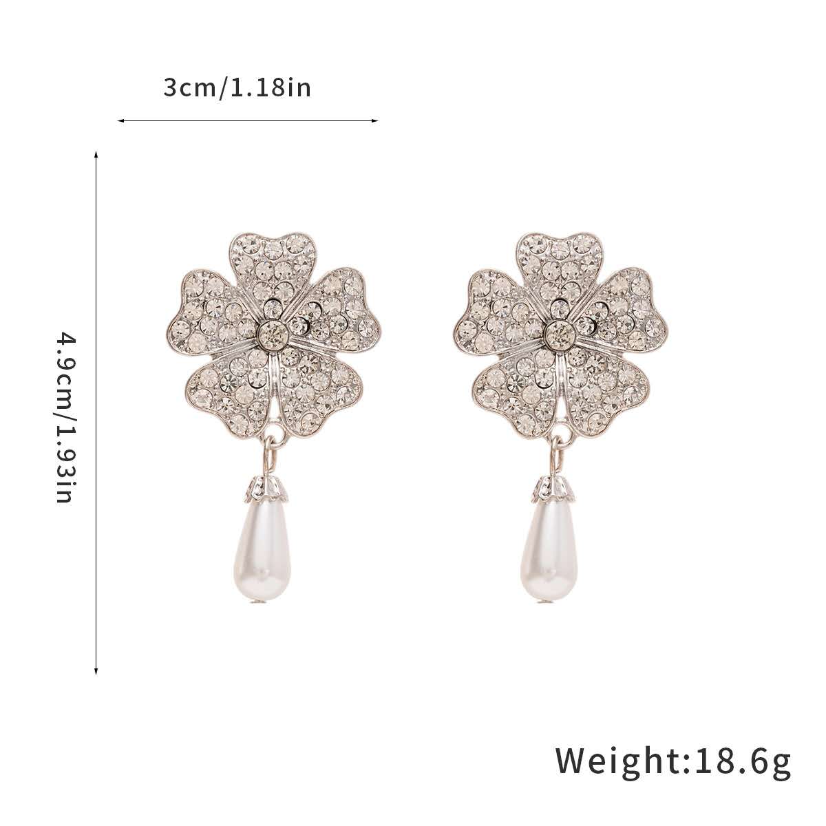 Vintage SET of Multi-Pearl and Floral Rhinestone Teardrop 2PCS
