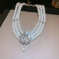 Vintage SET of Multi-Pearl and Floral Rhinestone Teardrop 2PCS