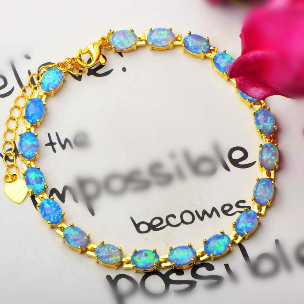 Hypoallergenic 925 Silver Opal Bracelet - 2 Colors. Nickel-free