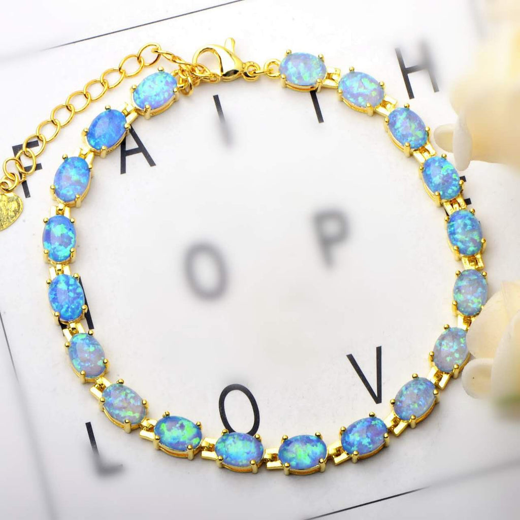 Hypoallergenic 925 Silver Opal Bracelet - 2 Colors. Nickel-free