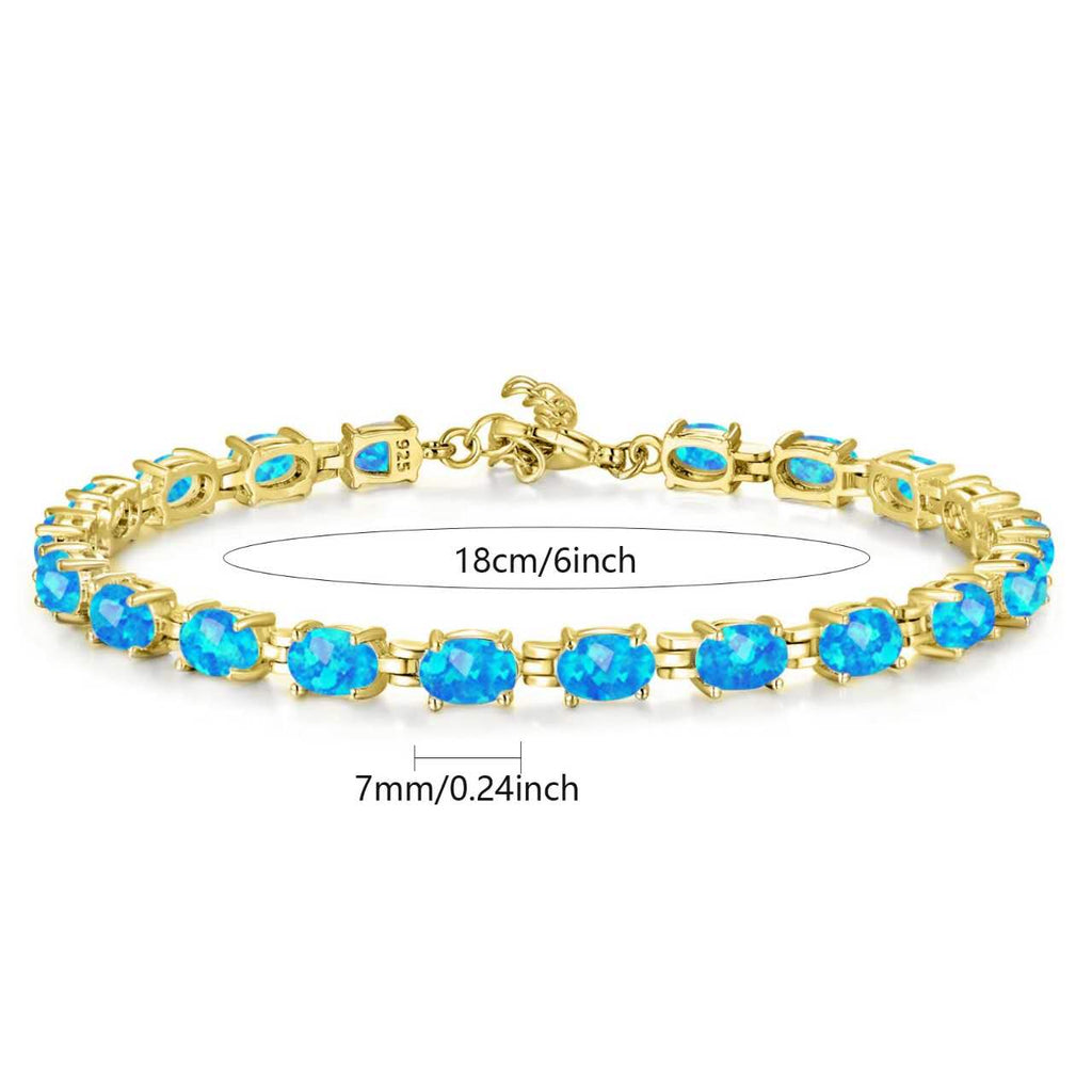 Hypoallergenic 925 Silver Opal Bracelet - 2 Colors. Nickel-free