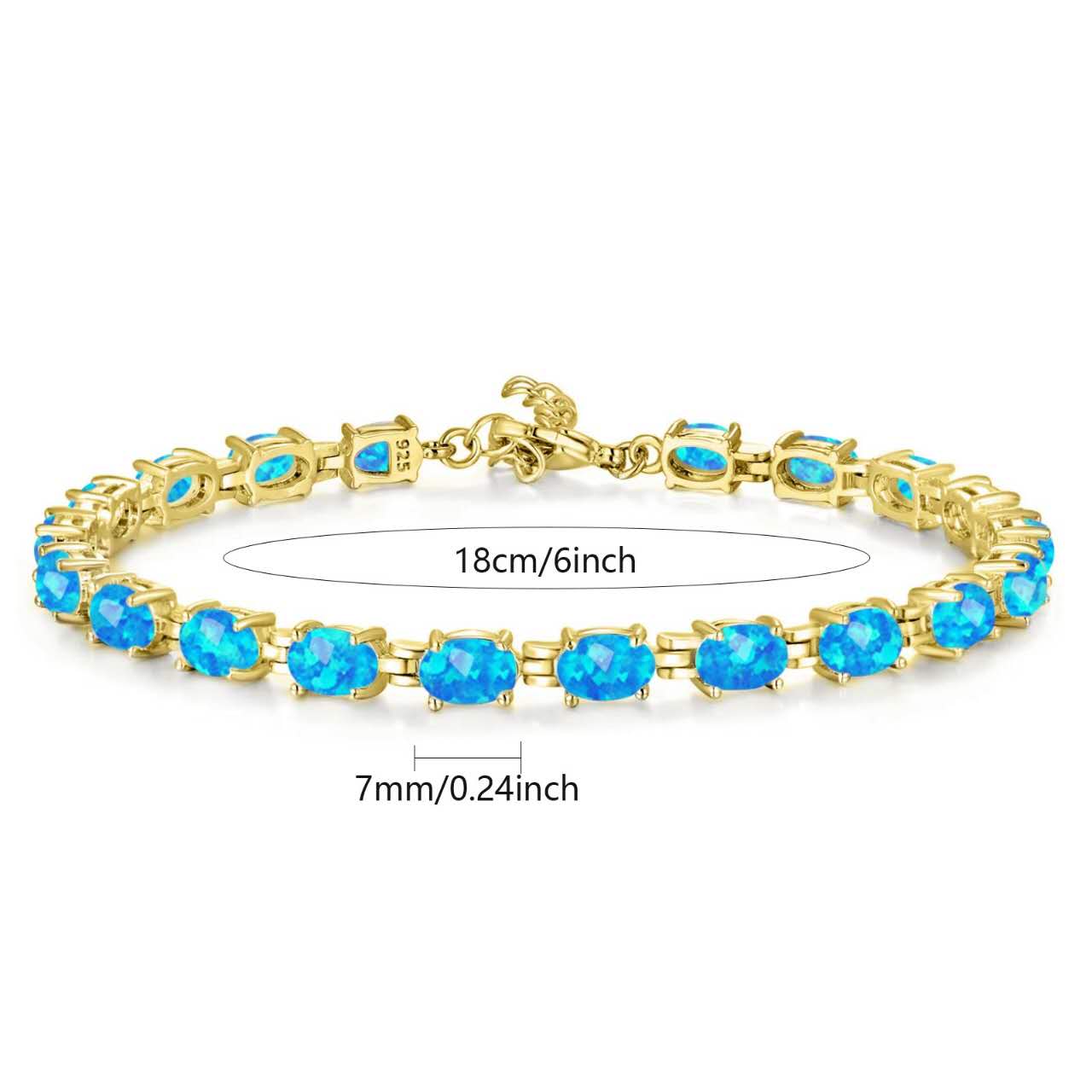 Hypoallergenic 925 Silver Opal Bracelet - 2 Colors. Nickel-free