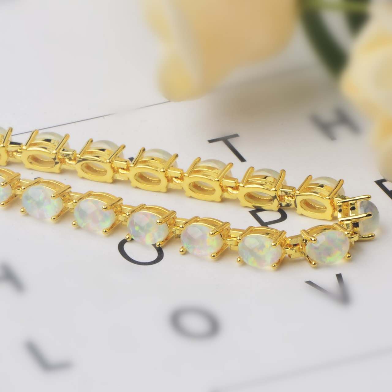 Hypoallergenic 925 Silver Opal Bracelet - 2 Colors. Nickel-free