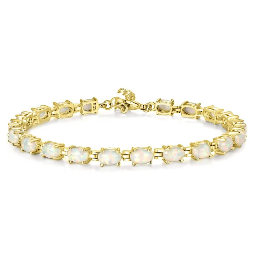 Hypoallergenic 925 Silver Opal Bracelet - 2 Colors. Nickel-free