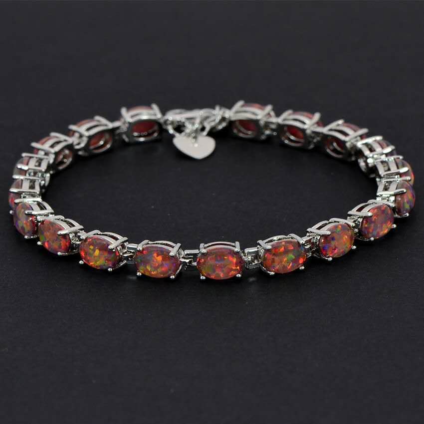 Hypoallergenic 925 Silver Opal Bracelet - 2 Colors. Nickel-free