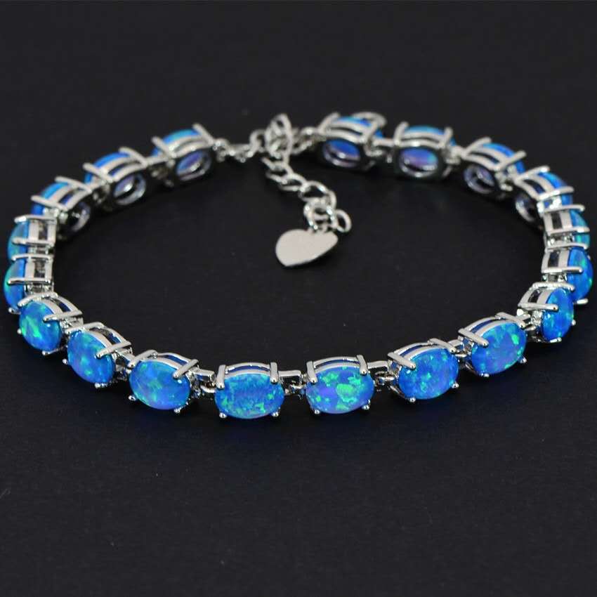 Hypoallergenic 925 Silver Opal Bracelet - 2 Colors. Nickel-free