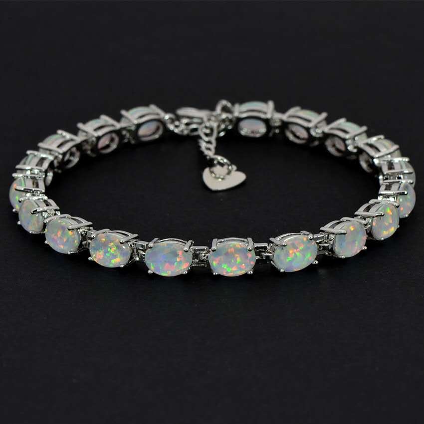 Hypoallergenic 925 Silver Opal Bracelet - 2 Colors. Nickel-free