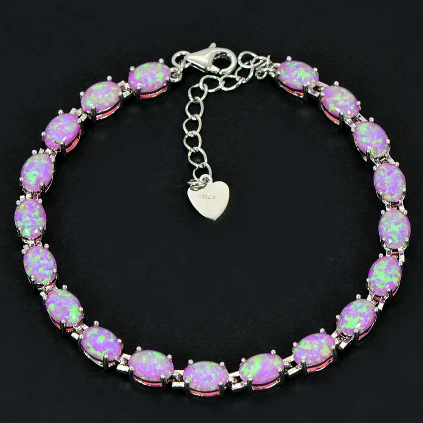 Hypoallergenic 925 Silver Opal Bracelet - 2 Colors. Nickel-free
