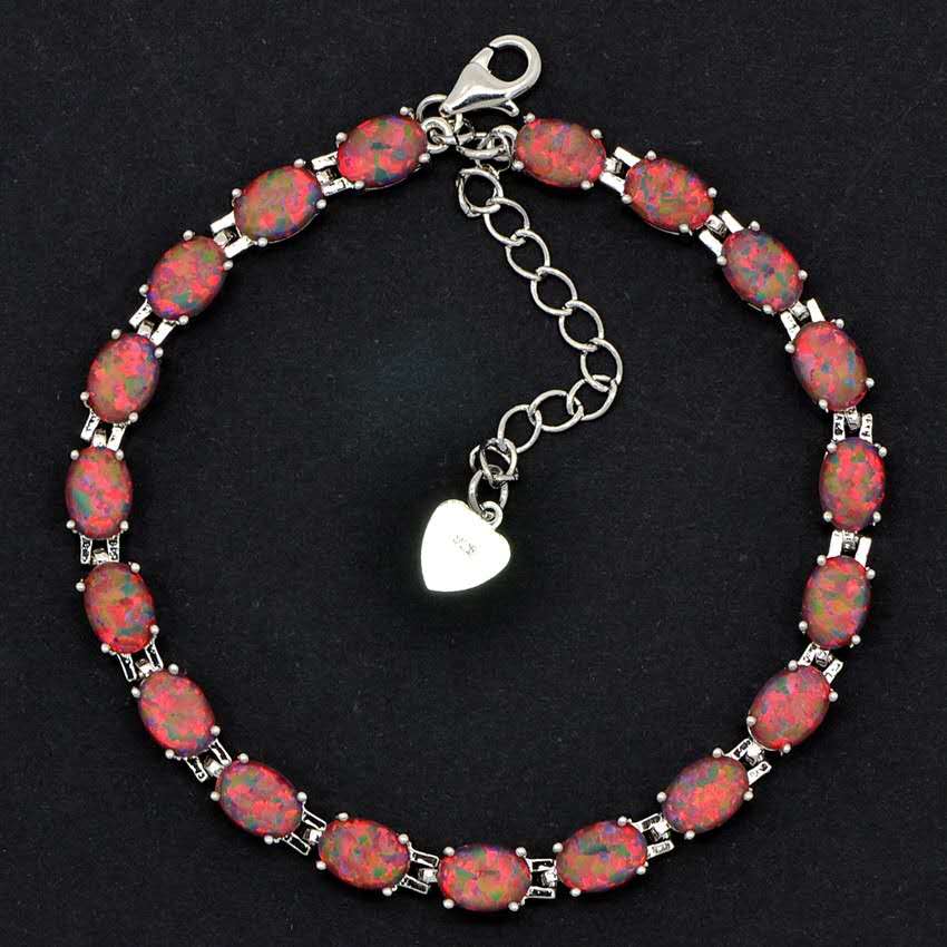 Hypoallergenic 925 Silver Opal Bracelet - 2 Colors. Nickel-free