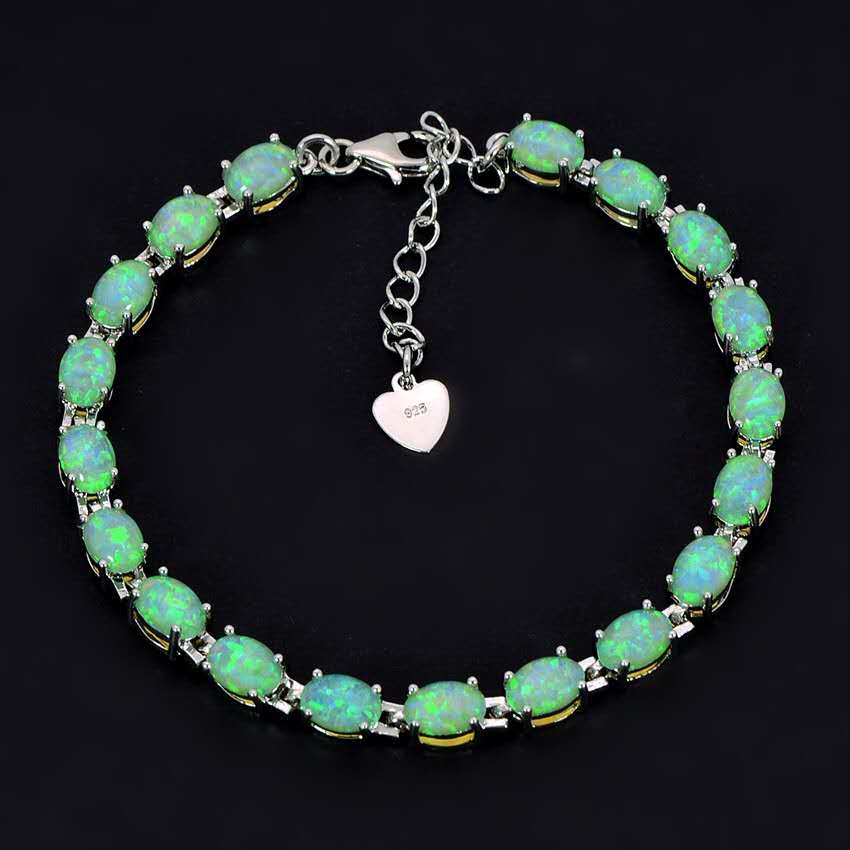 Hypoallergenic 925 Silver Opal Bracelet - 2 Colors. Nickel-free