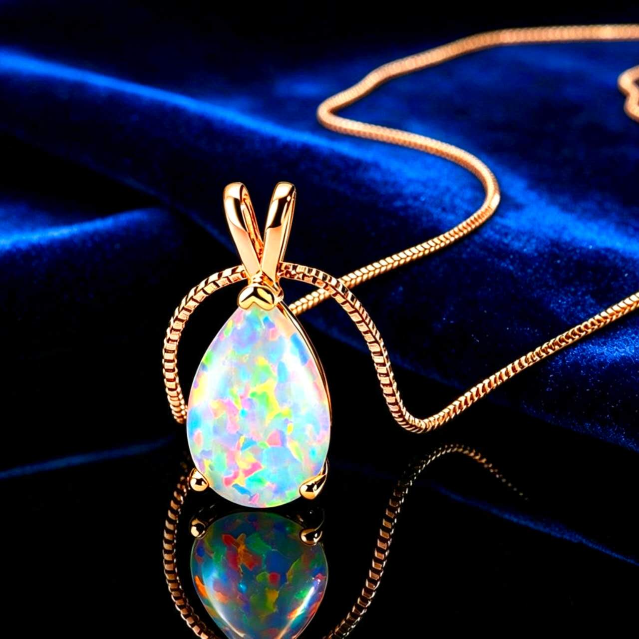 necklace with teardrop-shaped opal pendant