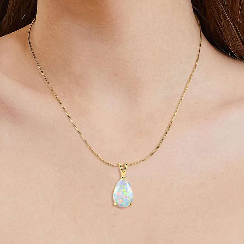 necklace with teardrop-shaped opal pendant