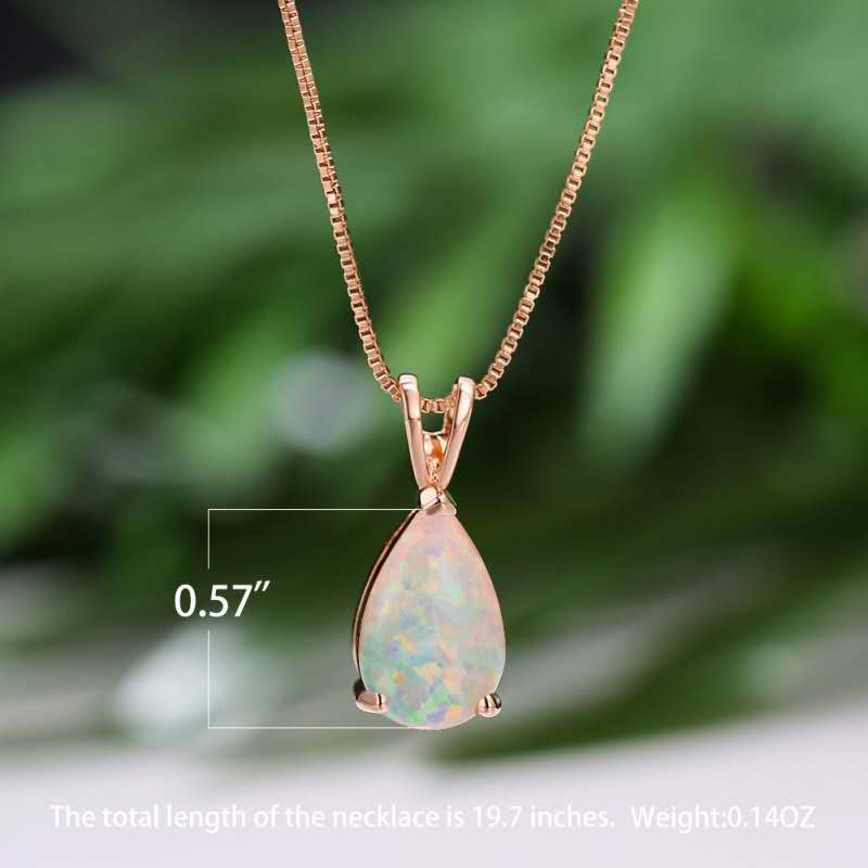 necklace with teardrop-shaped opal pendant