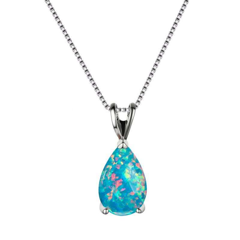 necklace with teardrop-shaped opal pendant