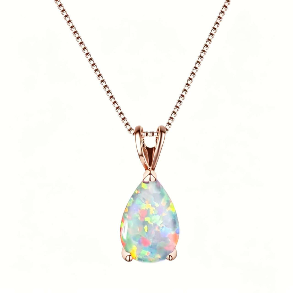 necklace with teardrop-shaped opal pendant